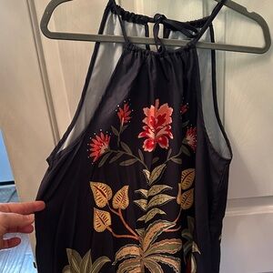 SHEIN blue Floral Halter Dress size Large very cute